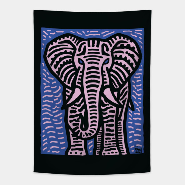Pink Elephant | Psychedelic Safari Animal Tapestry by TuncGK