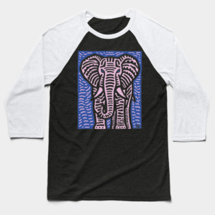 Pink Elephant | Psychedelic Safari Animal Baseball T-Shirt