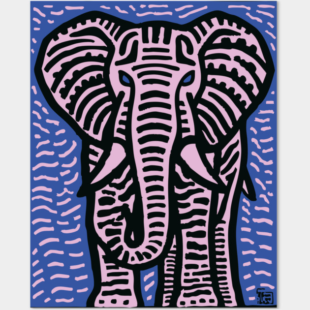 Pink Elephant | Psychedelic Safari Animal Wall Art by TuncGK