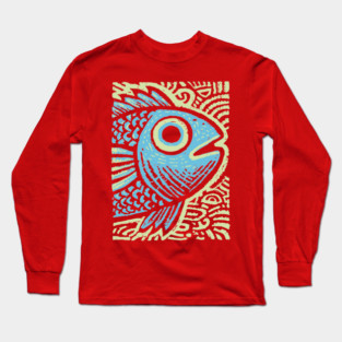 Blue Fish | Abstract Ocean Life Graphic Long Sleeve T-Shirt