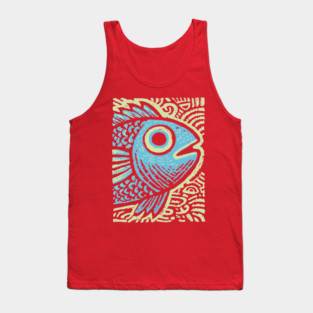 Blue Fish | Abstract Ocean Life Graphic Tank Top