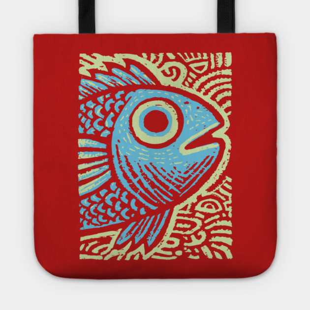 Blue Fish | Abstract Ocean Life Graphic Tote by TuncGK