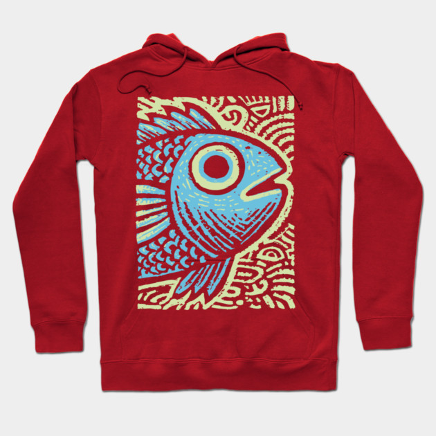 Blue Fish | Abstract Ocean Life Graphic Hoodie by TuncGK