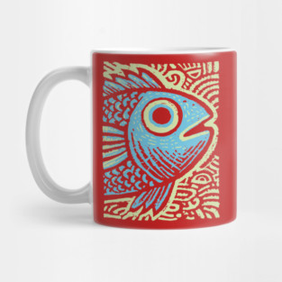 Blue Fish | Abstract Ocean Life Graphic Mug