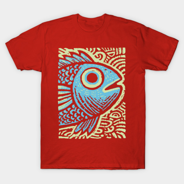 Blue Fish | Abstract Ocean Life Graphic T-Shirt by TuncGK
