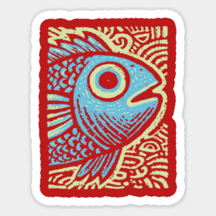 Blue Fish | Abstract Ocean Life Graphic Magnet