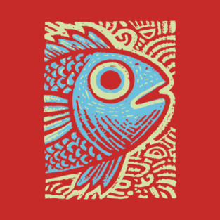 Blue Fish | Abstract Ocean Life Graphic T-Shirt