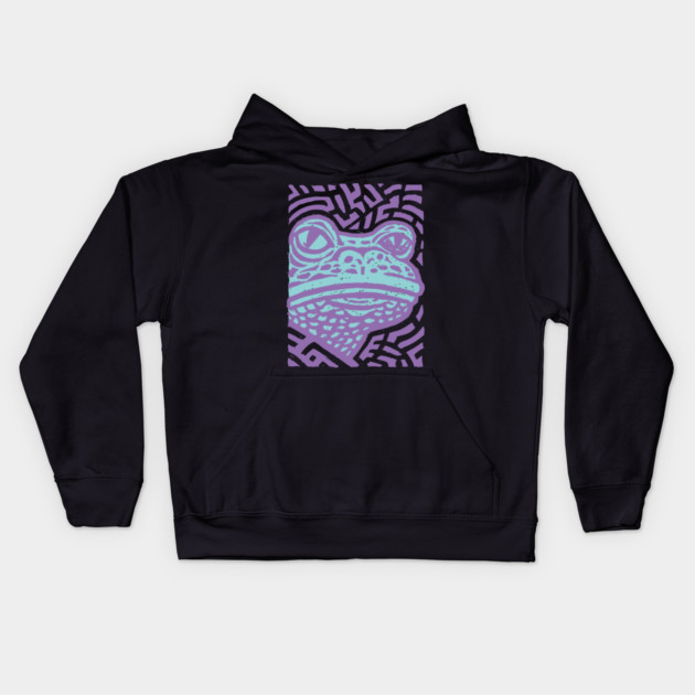 Psychedelic Frog | Trippy Amazonian Amphibian Kids Hoodie by TuncGK