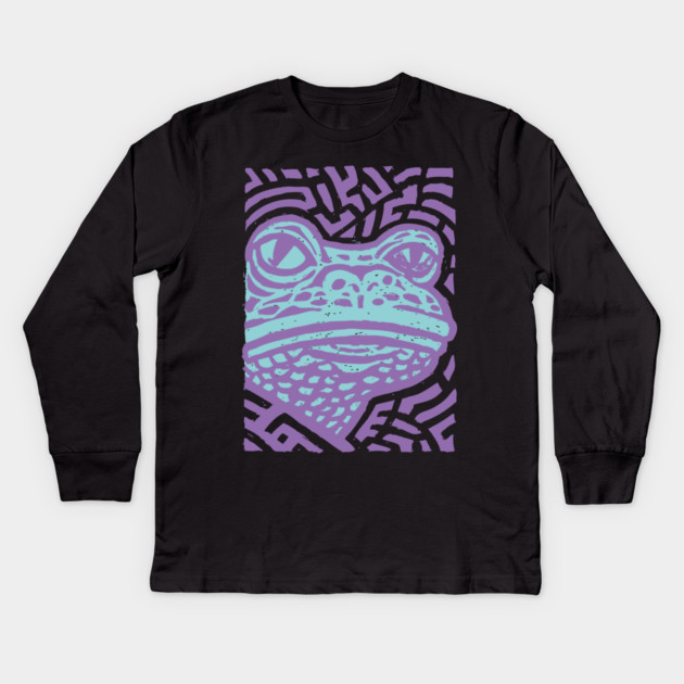 Psychedelic Frog | Trippy Amazonian Amphibian Kids Long Sleeve T-Shirt by TuncGK