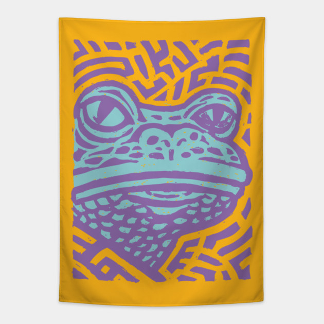 Psychedelic Frog | Trippy Amazonian Amphibian Tapestry by TuncGK