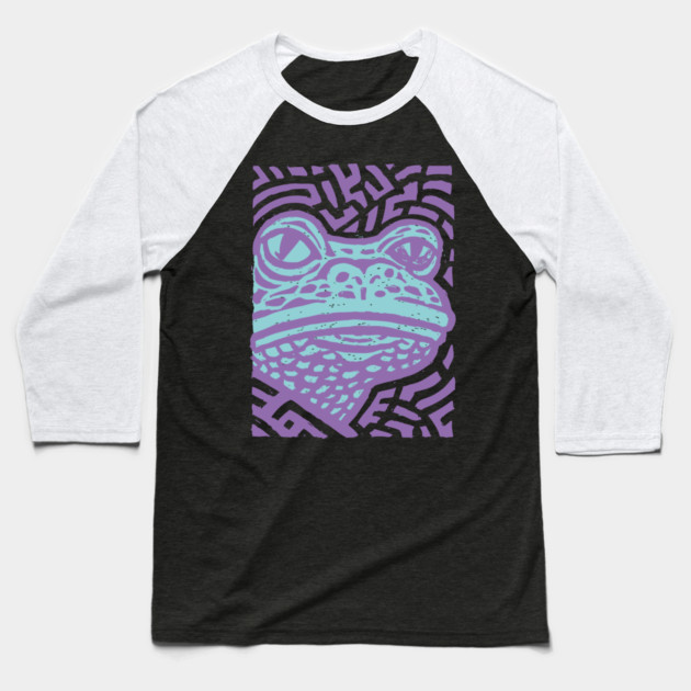 Psychedelic Frog | Trippy Amazonian Amphibian Baseball T-Shirt by TuncGK