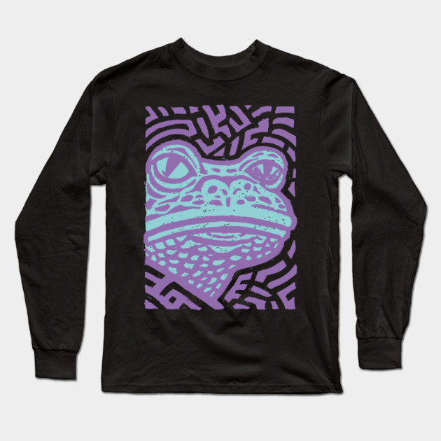 Psychedelic Frog | Trippy Amazonian Amphibian Long Sleeve T-Shirt by TuncGK