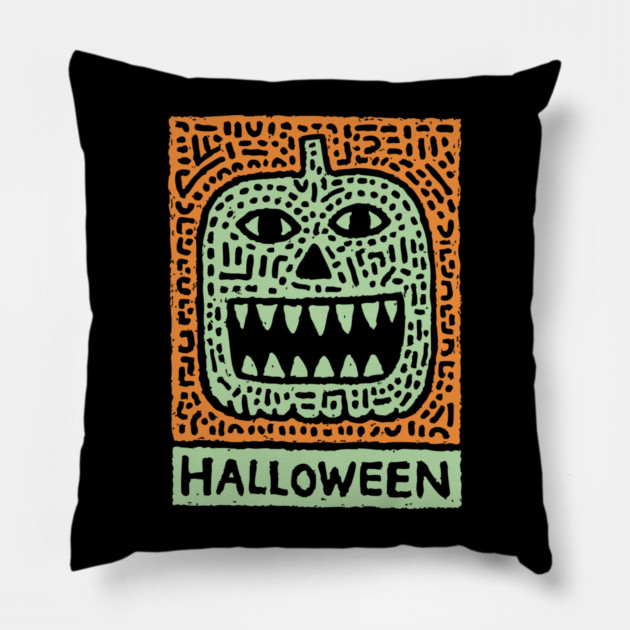 Tribal Jack O' Lantern | Happy Halloween Monster Pillow by TuncGK