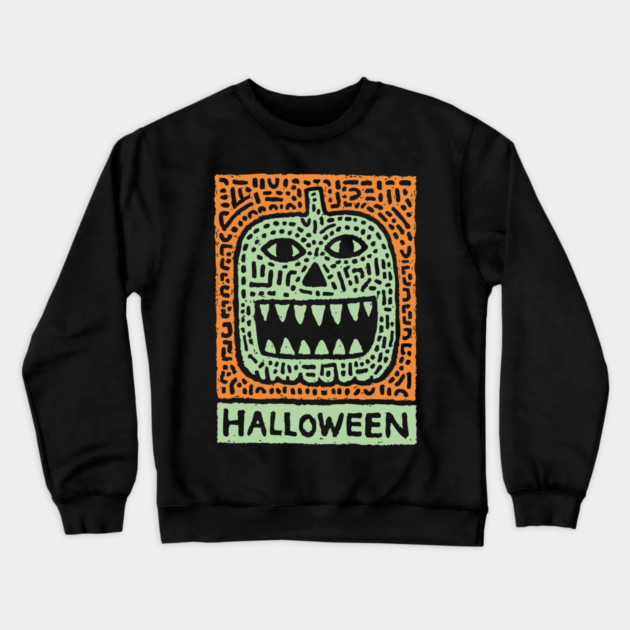 Tribal Jack O' Lantern | Happy Halloween Monster Crewneck Sweatshirt by TuncGK