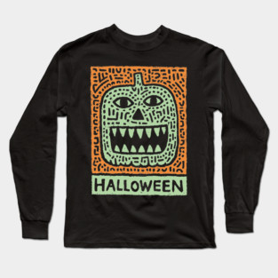 Tribal Jack O' Lantern | Happy Halloween Monster Long Sleeve T-Shirt