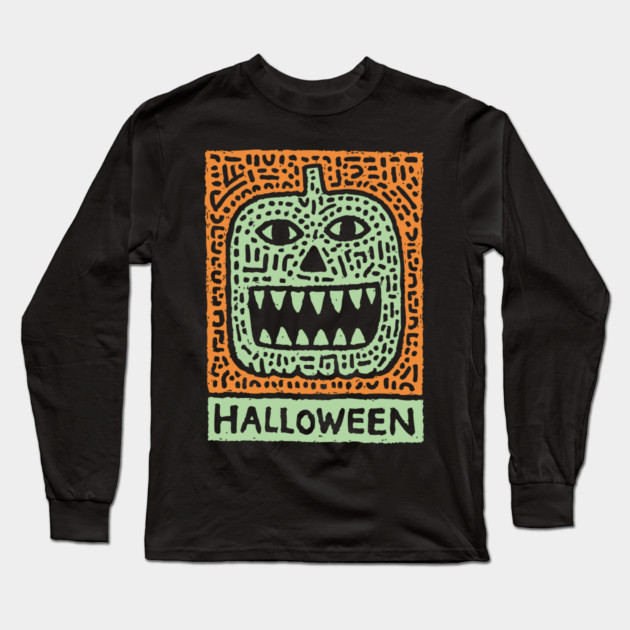 Tribal Jack O' Lantern | Happy Halloween Monster Long Sleeve T-Shirt by TuncGK