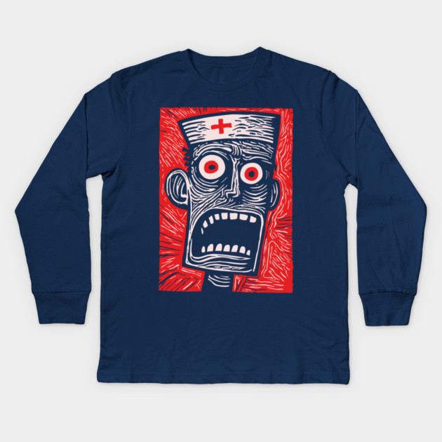 Zombie Doctor | Undead Healthcare Worker Kids Long Sleeve T-Shirt by TuncGK