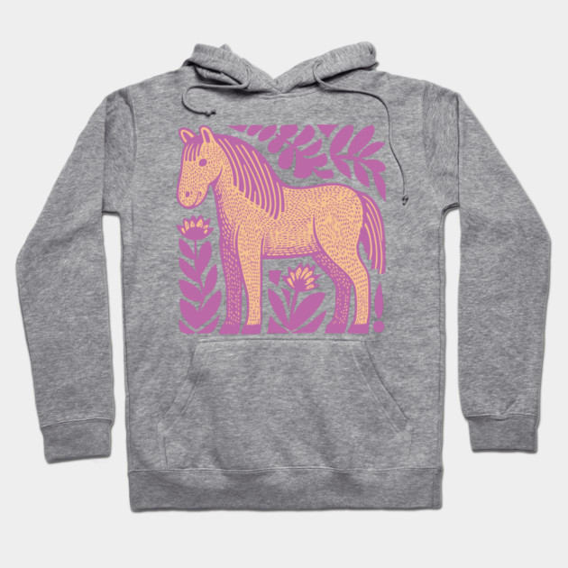 Boho Horse | Whimsical Floral Equestrian Hoodie by TuncGK