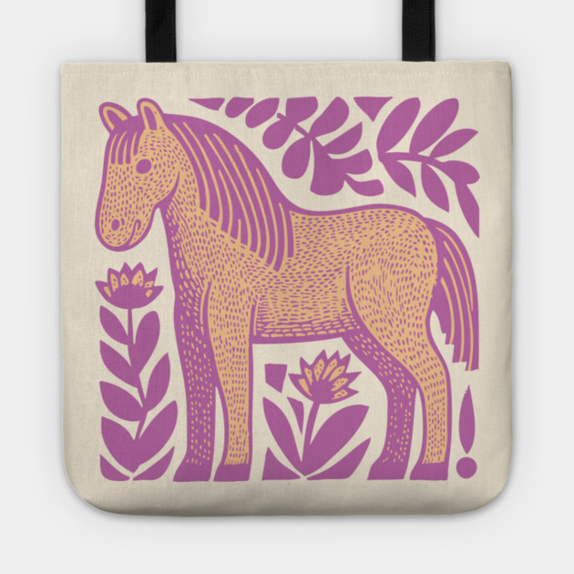 Boho Horse | Whimsical Floral Equestrian Tote by TuncGK