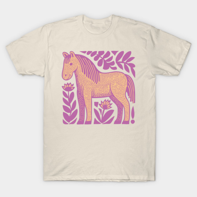 Boho Horse | Whimsical Floral Equestrian T-Shirt by TuncGK