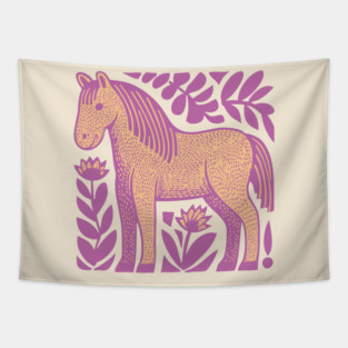 Boho Horse | Whimsical Floral Equestrian Tapestry