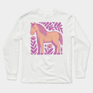 Boho Horse | Whimsical Floral Equestrian Long Sleeve T-Shirt