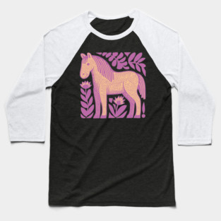 Boho Horse | Whimsical Floral Equestrian Baseball T-Shirt