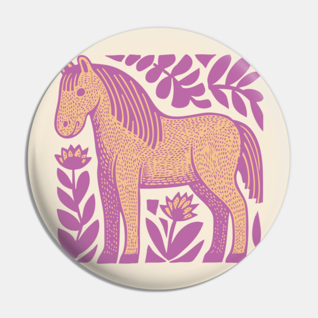 Boho Horse | Whimsical Floral Equestrian Pin by TuncGK