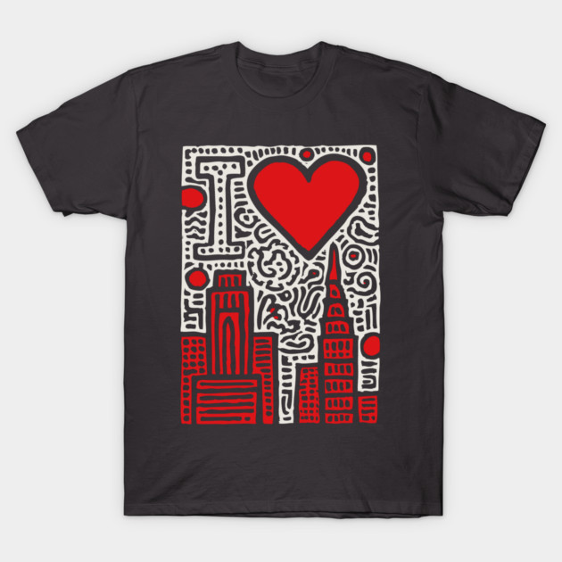 I Love NY | Pop Art Inspired NYC Doodle T-Shirt by TuncGK
