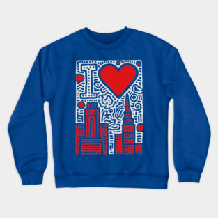 I Love NY | Pop Art Inspired NYC Doodle Crewneck Sweatshirt