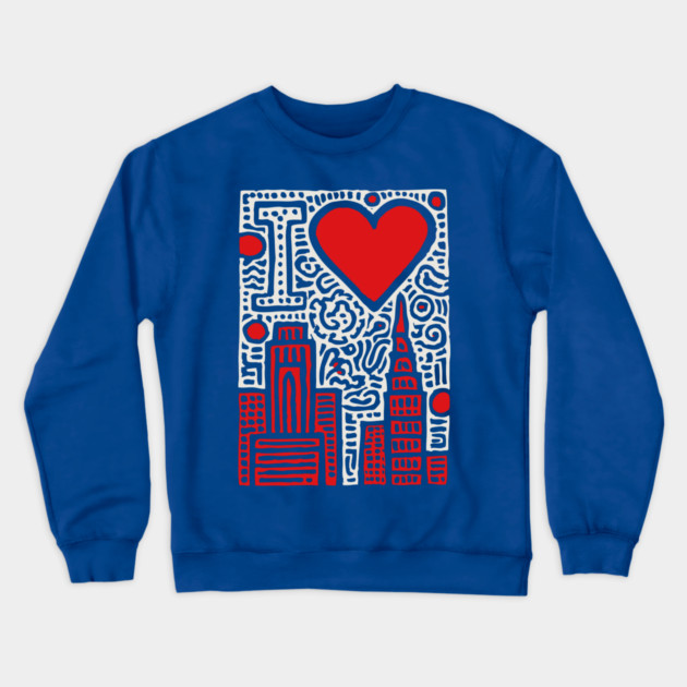 I Love NY | Pop Art Inspired NYC Doodle Crewneck Sweatshirt by TuncGK