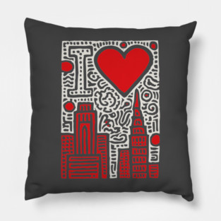 I Love NY | Pop Art Inspired NYC Doodle Pillow
