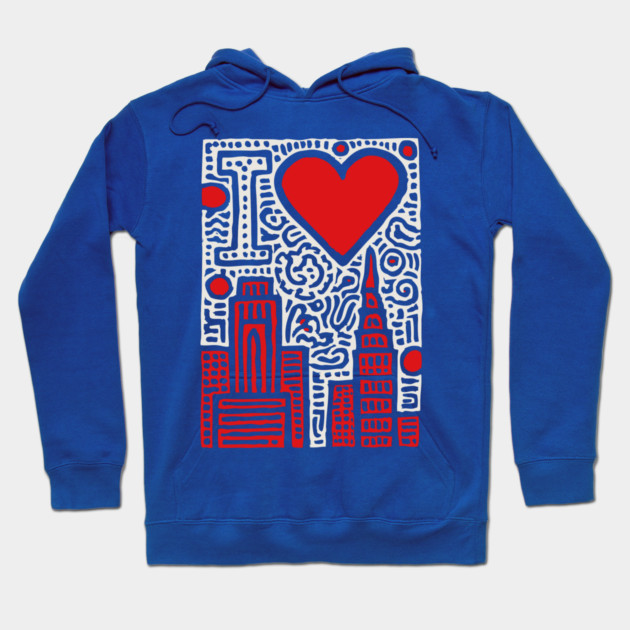 I Love NY | Pop Art Inspired NYC Doodle Hoodie by TuncGK