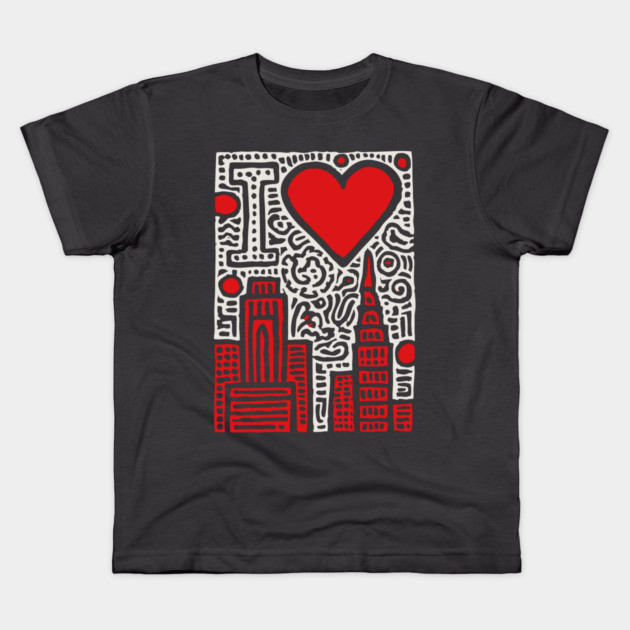 I Love NY | Pop Art Inspired NYC Doodle Kids T-Shirt by TuncGK