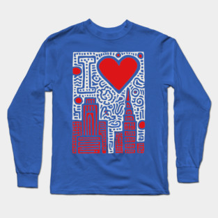 I Love NY | Pop Art Inspired NYC Doodle Long Sleeve T-Shirt