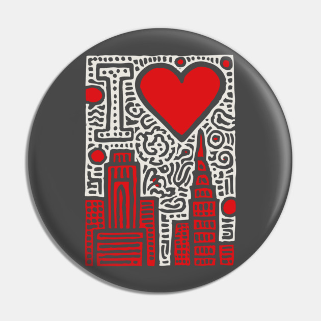 I Love NY | Pop Art Inspired NYC Doodle Pin by TuncGK