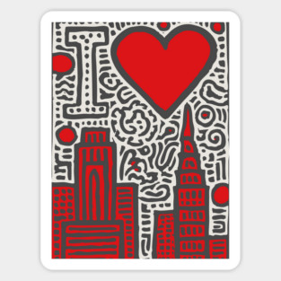 I Love NY | Pop Art Inspired NYC Doodle Magnet