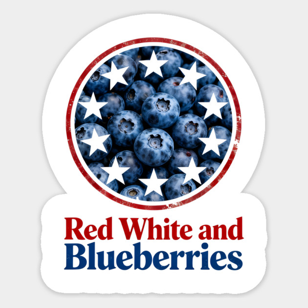 Red White and Blueberries Patriotic USA Flag Sticker by ArtistTee ⭐⭐⭐⭐⭐
