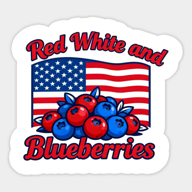 Red White and Blueberries - Patriotic USA Flag Design Magnet by ArtistTee ⭐⭐⭐⭐⭐