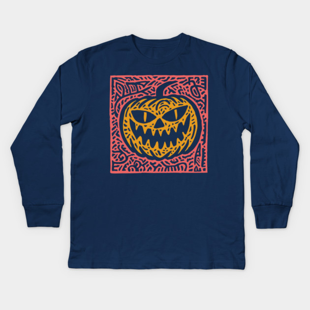 Psychedelic Jack O' Lantern | Samhain Spirit Kids Long Sleeve T-Shirt by TuncGK