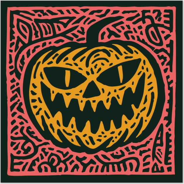 Psychedelic Jack O' Lantern | Samhain Spirit Wall Art by TuncGK