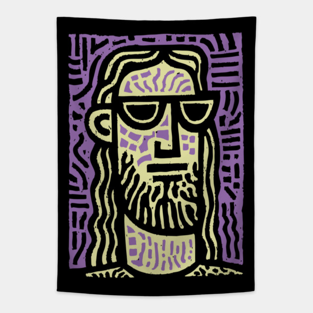 Hipster Jesus | Pop Culture Humor Graphic Tapestry by TuncGK