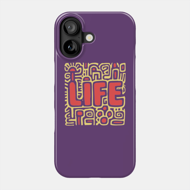 Psychedelic LIFE Typography | Groovy Abstract Graphic Phone Case by TuncGK