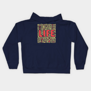 Psychedelic LIFE Typography | Groovy Abstract Graphic Kids Hoodie