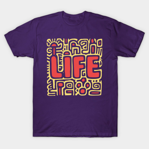 Psychedelic LIFE Typography | Groovy Abstract Graphic T-Shirt by TuncGK