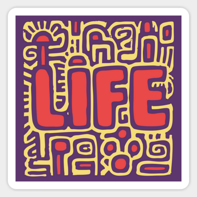 Psychedelic LIFE Typography | Groovy Abstract Graphic Magnet by TuncGK