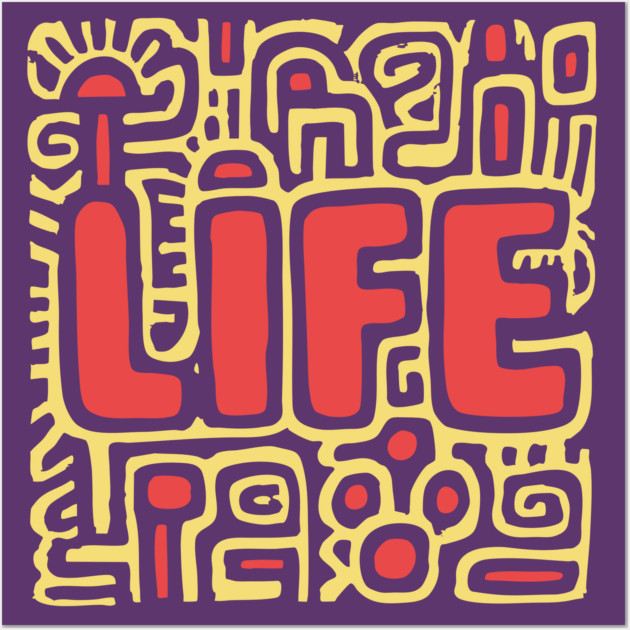 Psychedelic LIFE Typography | Groovy Abstract Graphic Wall Art by TuncGK