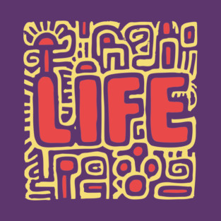Psychedelic LIFE Typography | Groovy Abstract Graphic T-Shirt