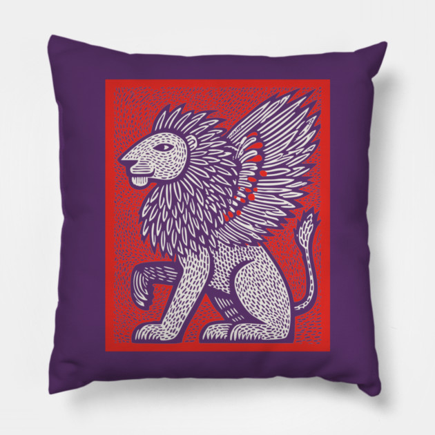 Mythical Winged Lion | Guardian Spirit Graphic Pillow by TuncGK