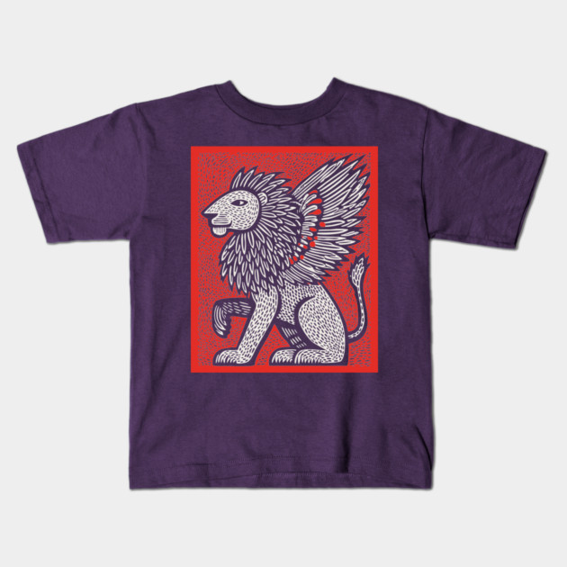 Mythical Winged Lion | Guardian Spirit Graphic Kids T-Shirt by TuncGK